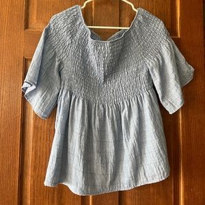 Liverpool blue off the shoulder shirt